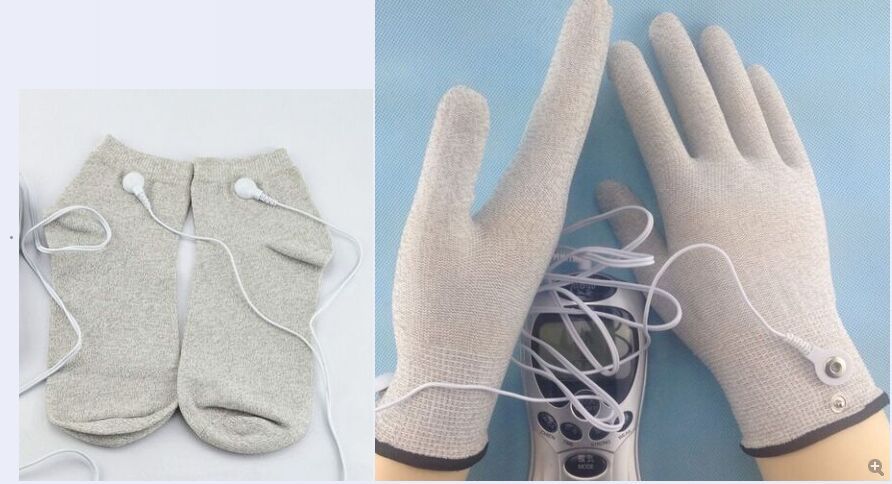 เครื่องกระตุ้นไฟฟ้า TENS รุ่น Digital Therapy Machine พร้อมด้วยถุงนวดมือและนวดเท้า (TENS with Conductive Fiber Electrode Gloves + Massage Socks)