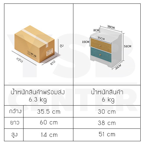 ตู้วางของ ตู้ลิ้นชักวางของ ตู้ไม้ ตู้อเนกประสงค์ แบบ 2 ชั้น ขนาด 30 x 38 X 51 CM.