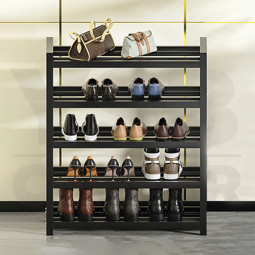 ชั้นวางรองเท้า แสตนเลสหนา ชุบสีดำ ชั้นวางสแตนเลสท่อแบบเหลี่ยม CB0202 - CB0203