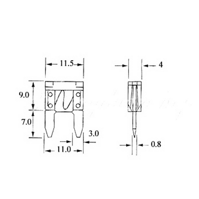 ฟิวส์มินิ 1 แอมป์ 10 ตัว Small Size Type (Fuse Mini )