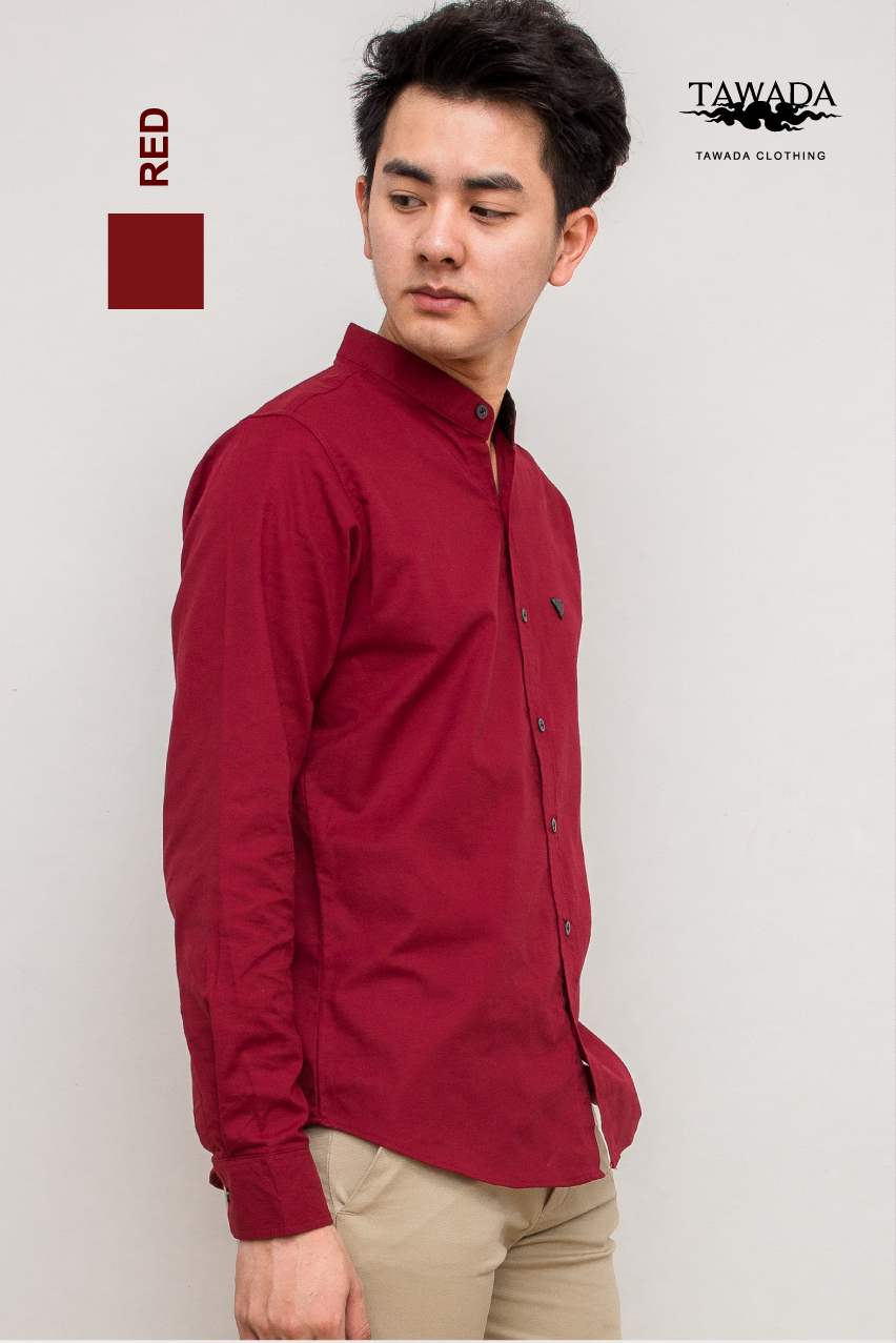 mandarin collar_Red _สีแดง