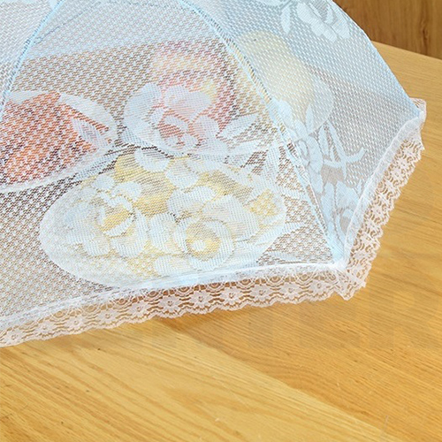 ฝาชี ฝาชีครอบอาหาร มุ้งครอบอาหาร ที่ครอบอาหาร ที่ครอบกันแมลง สีฟ้า ลายดอกกุหลาบ รุ่น C3M028-BC