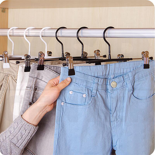 ไม้แขวน ไม้แขวนหนีบกางเกง กระโปรง ไม้แขวนเสื้อแบบหนีบ แพค 3 ชิ้น