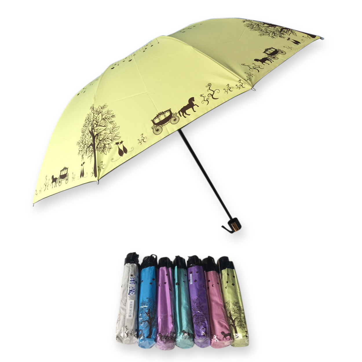 ร่มโค้งแฟชั่น24นิ้วยูวีสีดำ รหัส 1636