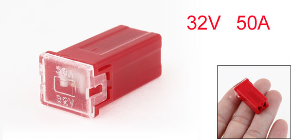 ฟิวส์เมนตัวเมีย 50 แอมป์ สีแดง RED ทรงยาว กว้าง 14.3 x ยาว 27 x ฐานกว้าง 12.3 mm FUSE MAIN
