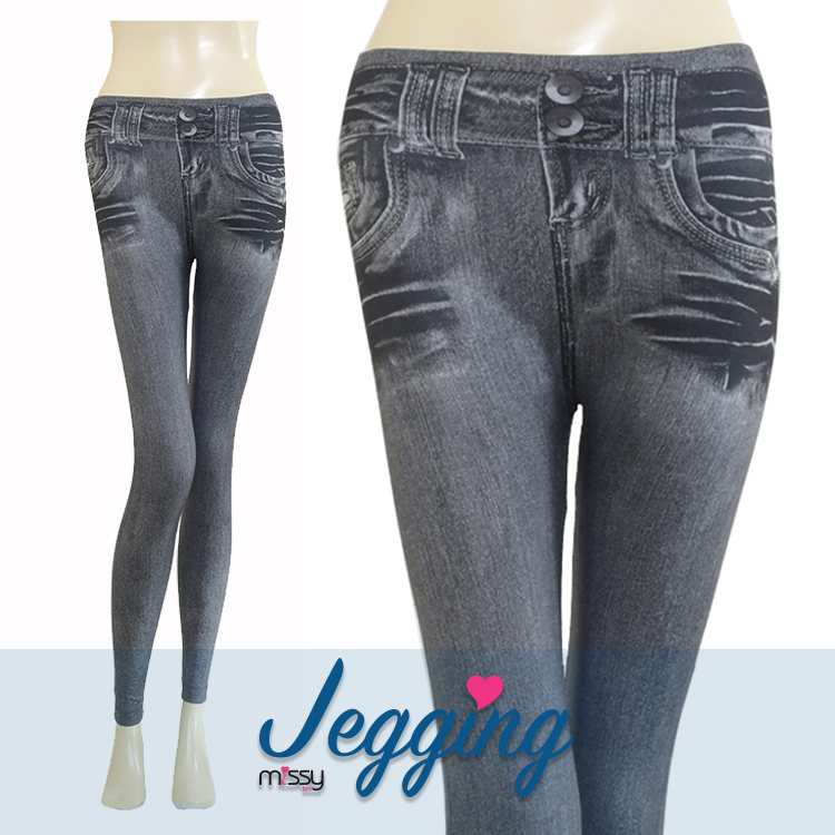 กางเกง ยีนส์สีเทาดำ เลคกิ้งยีนส์ Jegging