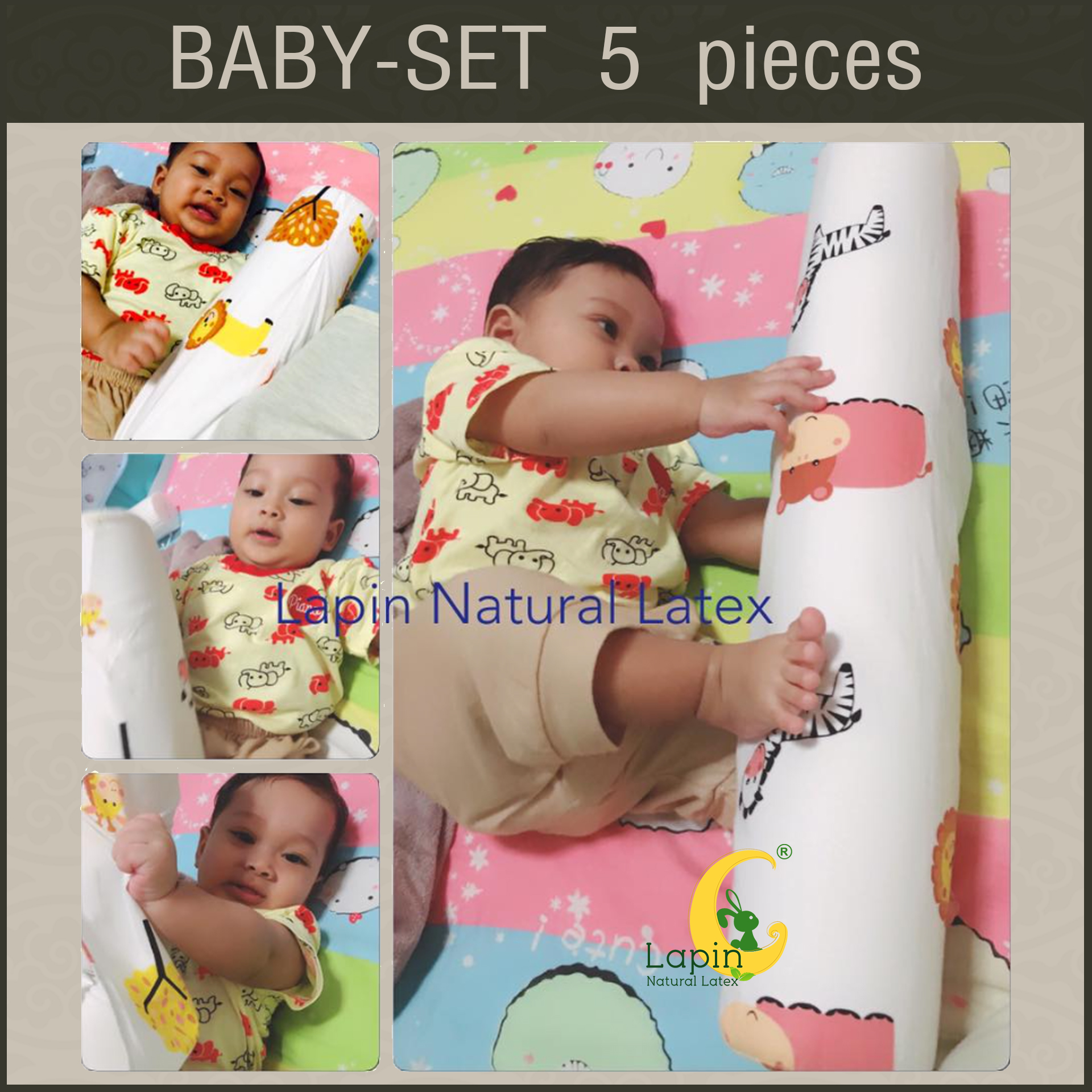 ที่นอนเด็กอ่อนยางพาราแท้ set 5 ชิ้น (ขอบตั้งไม่ได้)(SE1) ลายหมี