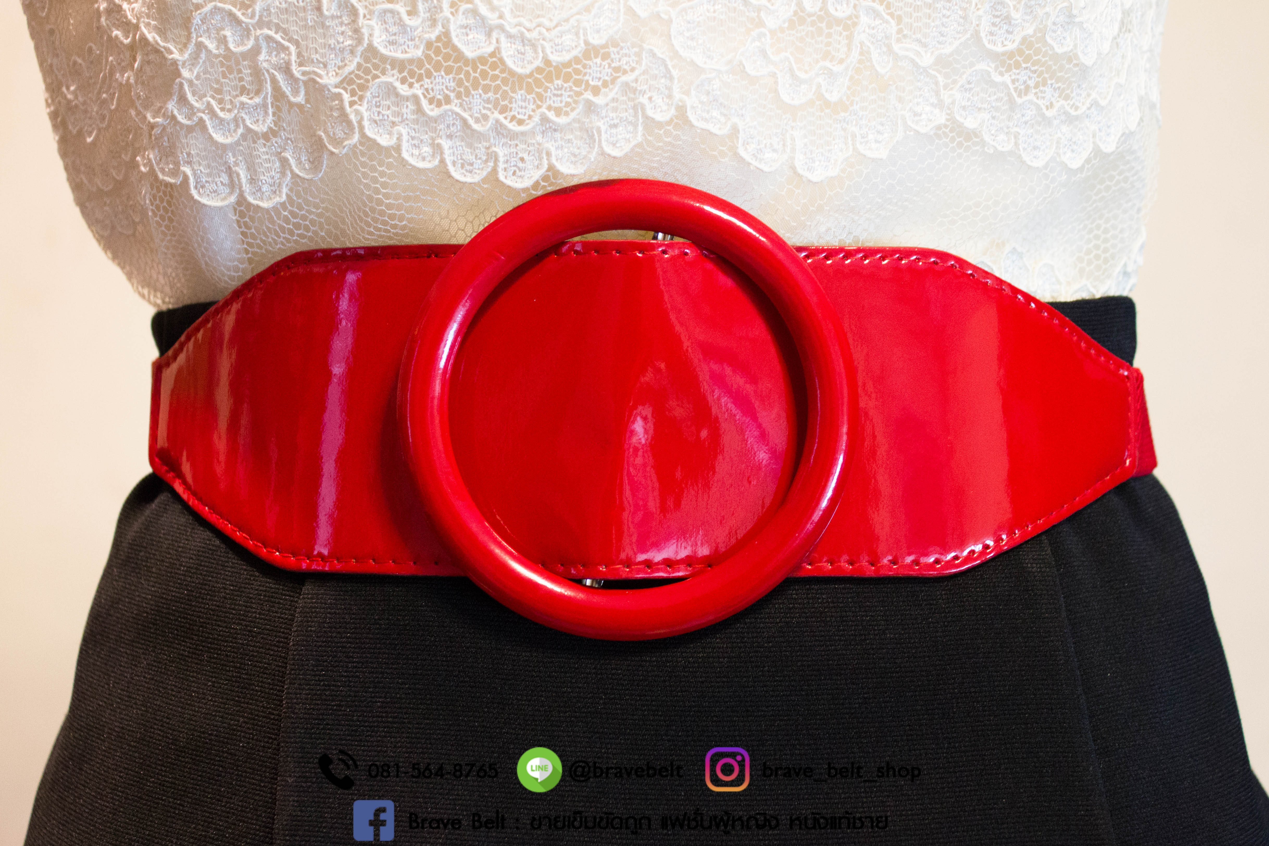 เข็มขัดยางยืดสีสด สีแดงสวยน่าใช้ ยืดได้พอดีเอว