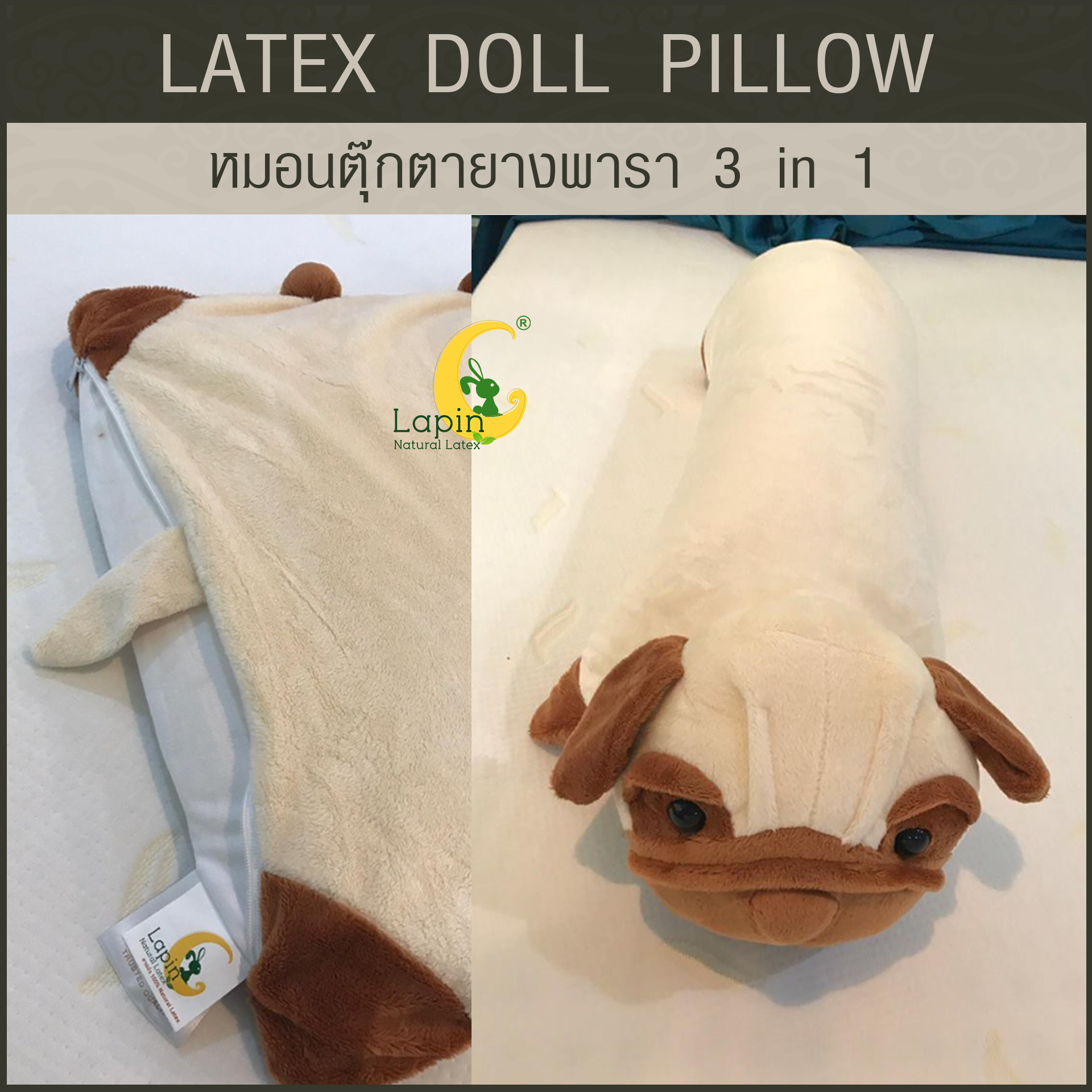 หมอนตุ๊กตายางพารา (น้องหมาปั๊ก)