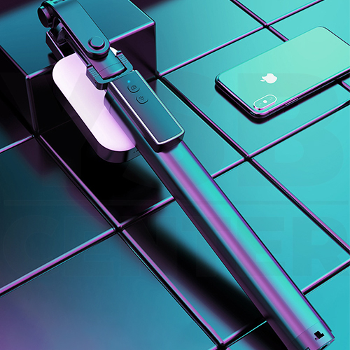 ไม้เซลฟี่ ขาตั้งมือถือ มาพร้อมไฟปรับความสว่าง มีรีโมทบูลทูธ รองรับทั้ง iOS และ Android ( สีดำ ) รุ่น J1M002 - J1M003