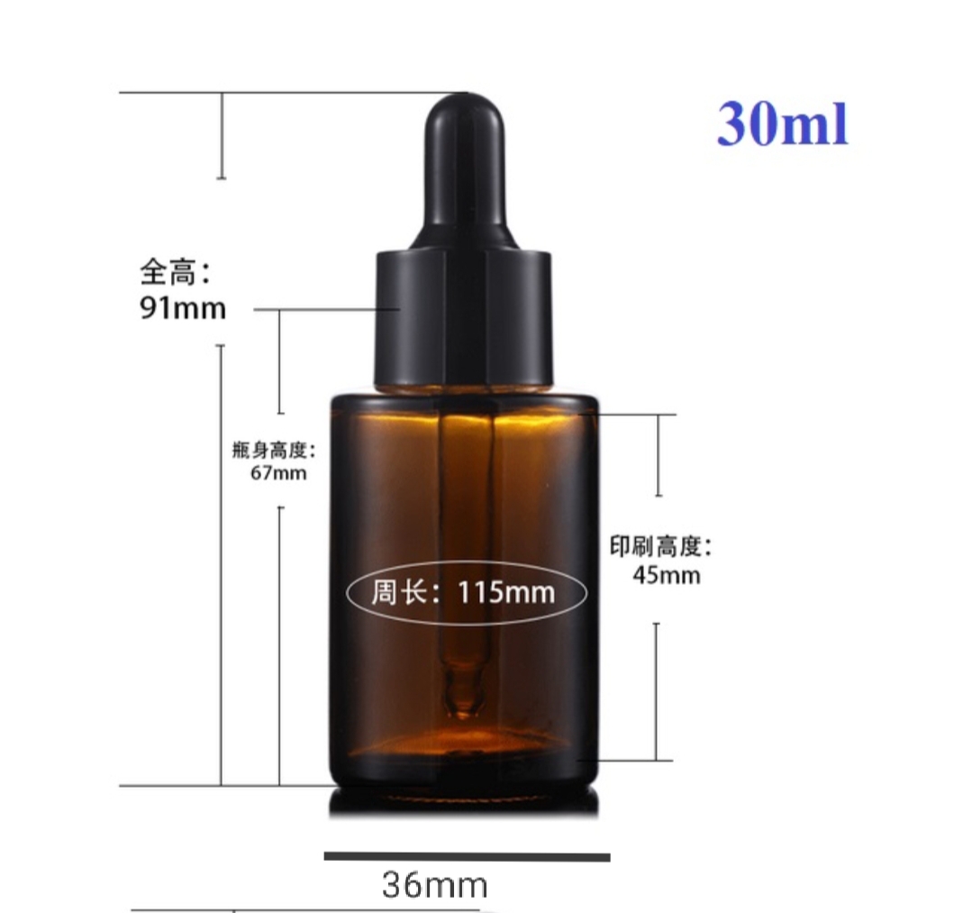 30ml ขวดแก้วสีชา สีใส และสีขาวขุ่น