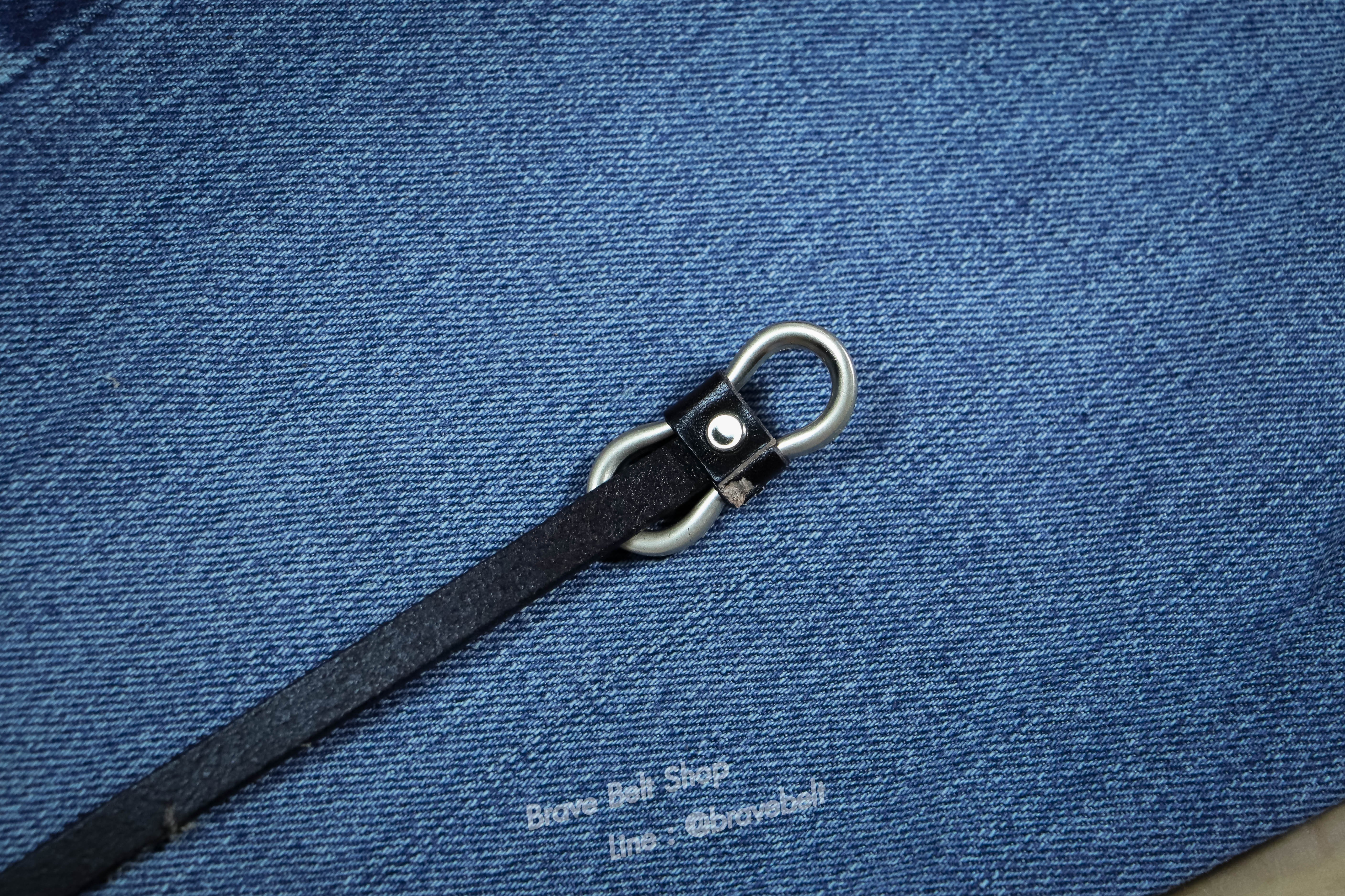 เข็มขัดเส้นเล็กผู้หญิงสีดำ หนังแท้ 1.2 ซม