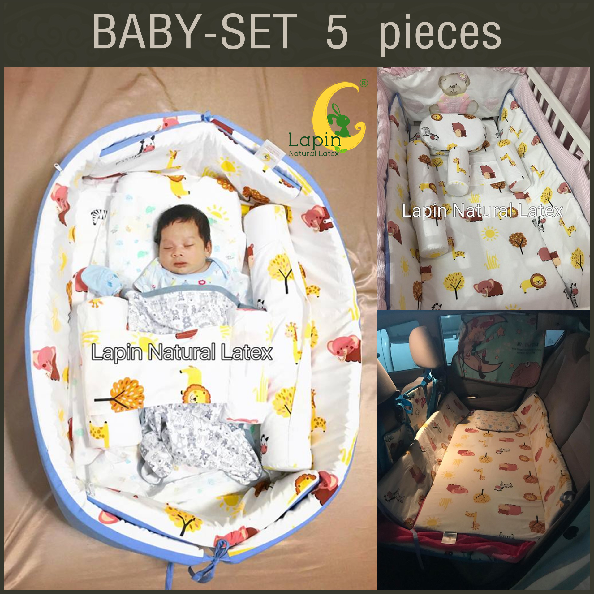 ที่นอนเด็กอ่อนยางพาราแท้ set 5 ชิ้น (ขอบตั้งได้ ที่นอนซิปเปิดได้)(SE2)ผ่านมาตรฐาน