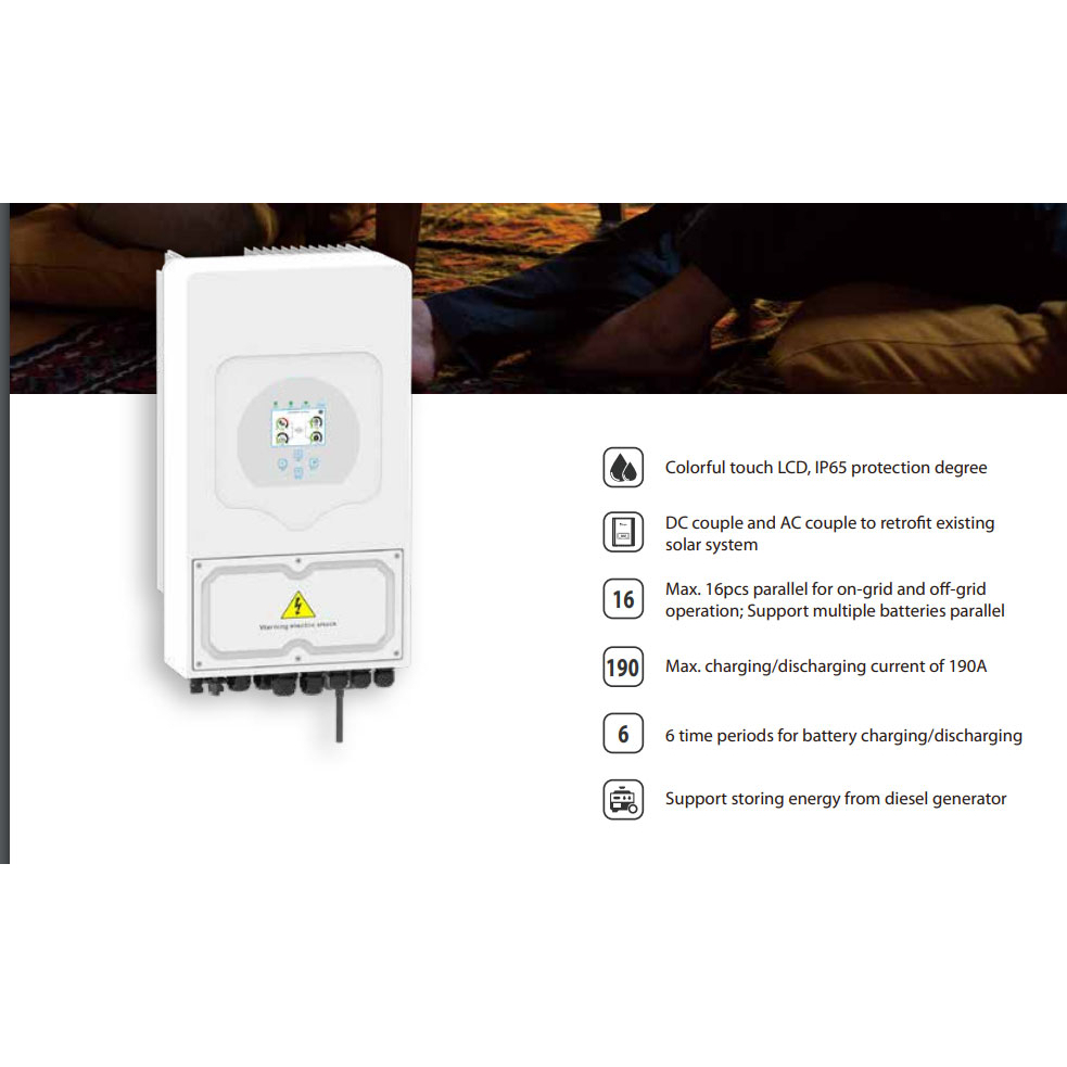 Deye SUN-5K-SG05LP1-EU Hybrid ออน-ออฟกริด Inverter 5k1phase