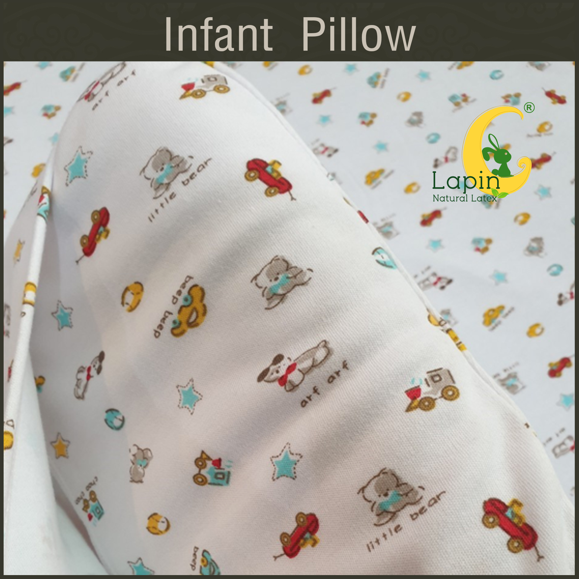 Latex Baby Pillow (Infant Pillow) หมอนหลุมทารกน้อย (ลายรถโมเดิร์น)