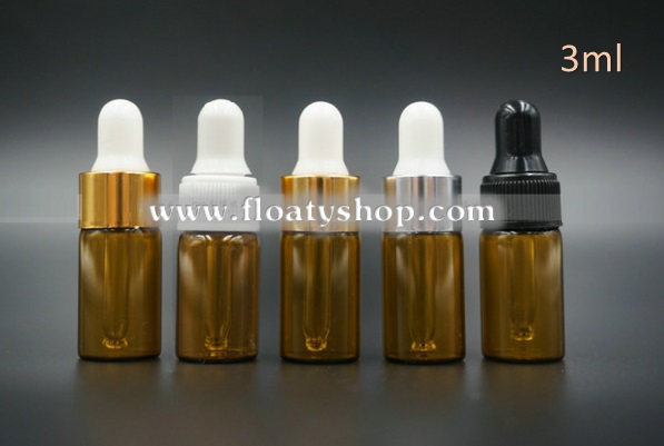 3ml ขวดแก้วสีชา ดรอปเปอร์