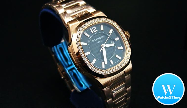 นาฬิกา Patek Philippe Ref.7010/1R Rose Gold Ladies' Nautilus Diamond Black