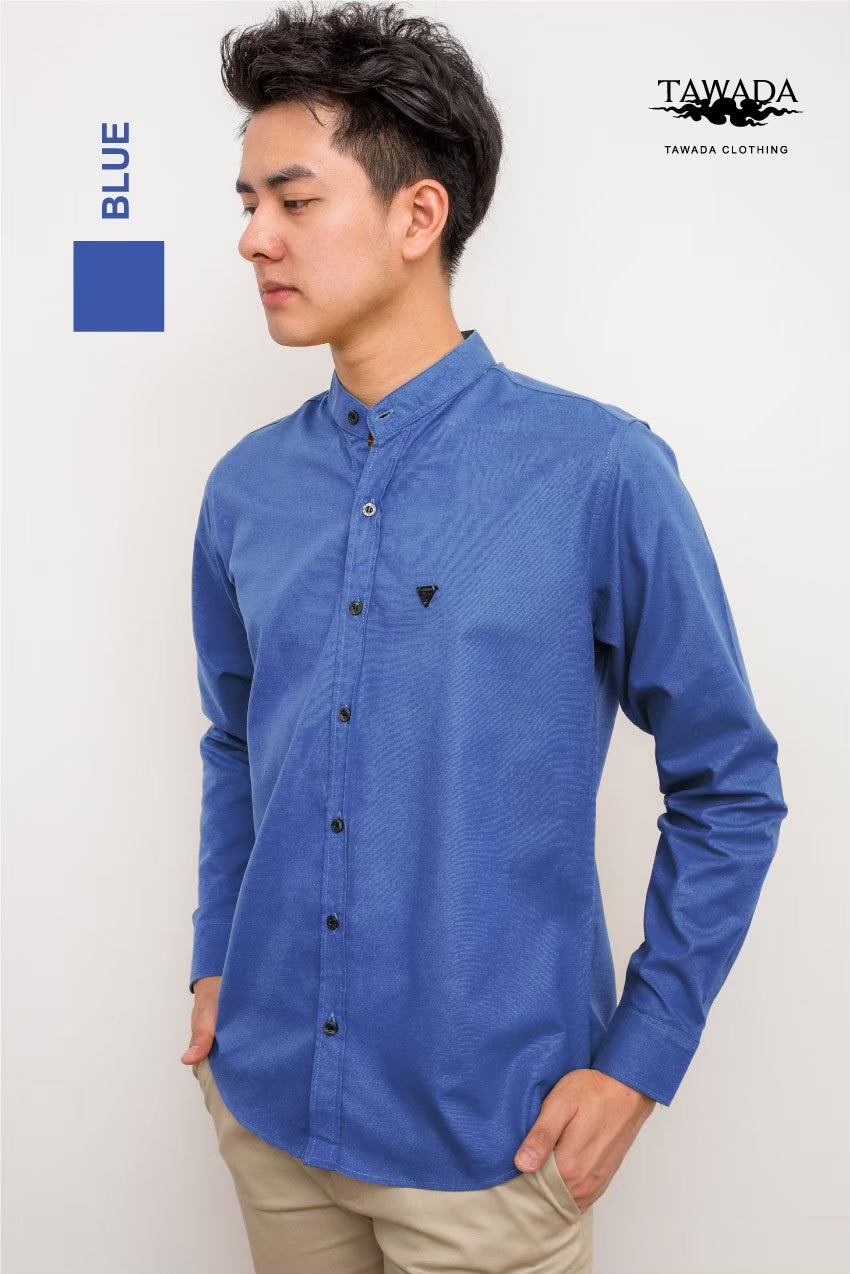 mandarin collar Blue สีน้ำเงิน