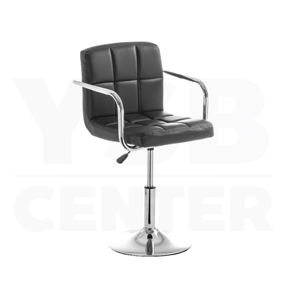 เก้าอี้ เบาะหนังPU โครงสร้างทำจากเหล็กชุบสีกันสนิม ปรับระดับได้ มีที่วางแขน