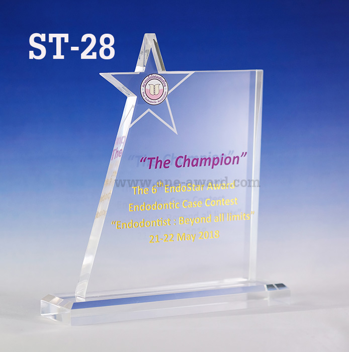 Code: ST-28 โล่อะคริลิค ความสูงตัวโล่ 5-9 นิ้ว ความหนาอะคริลิคตัวโล่ 15 มม. พร้อมเลเซอร์ข้อความและโลโก้ ลงสีได้ไม่เกิน 2 สี ***ราคาเริ่มต้นที่ 680 บาท (เมื่อสั่ง 5 ชิ้น ขึ้นไป ขนาดสูง 5 นิ้ว)) ***
