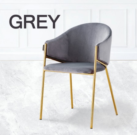 เก้าอี้กำมะหยี่ โมเดิร์น รับแขก ขาเหล็กชุบสี แข็งแรง มีที่พักแขน YL180 - YL182