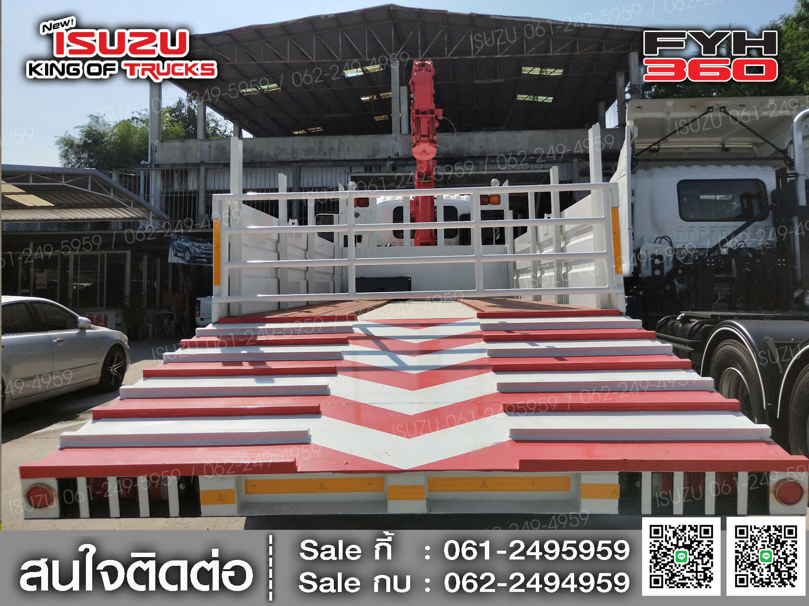 ISUZU FYH360 กระบะท้ายลาดติดเครน5ตันยูนิค