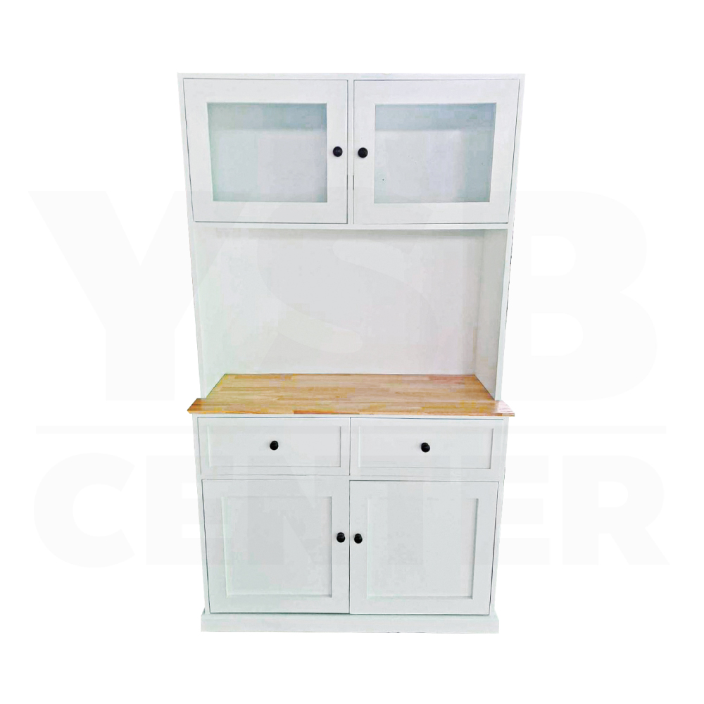 ตู้เคาน์เตอร์ครัว ตู้วางของ ไม้ยางพาราแท้ แข็งแรง กันน้ำกันปลวก PT044-40X100X180-W