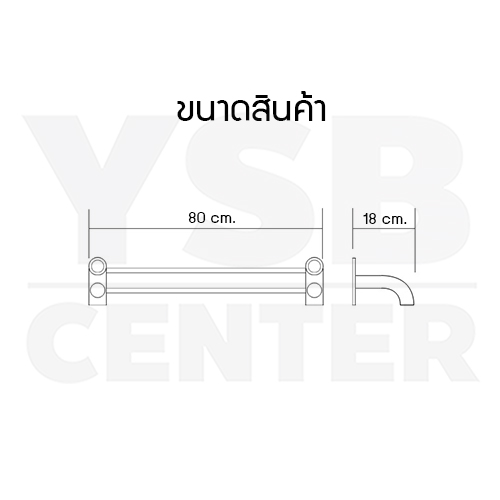 CASSA ราวแขวนผ้า สแตนเลส304 ราวคู่ ในห้องน้ำ แบบติดผนัง ท่อใหญ่ ขนาด80cm. รุ่น C1L012-SUS304-280