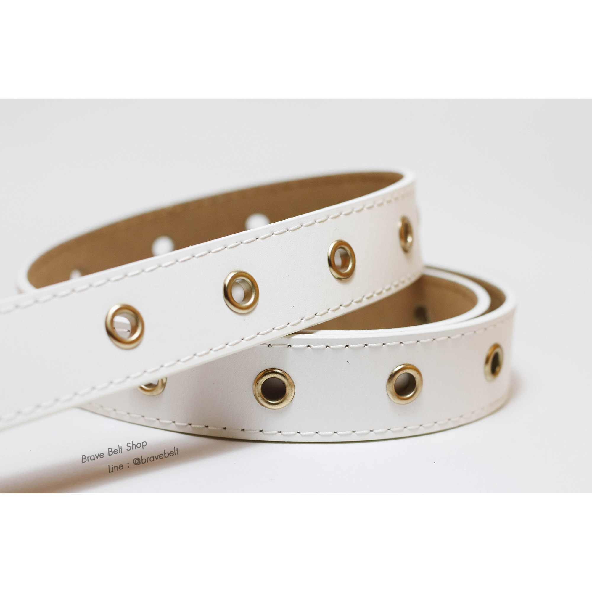 เข็มขัดหนังแท้ผู้หญิงหัวกลมสีทองสวยน่าใส่มาก