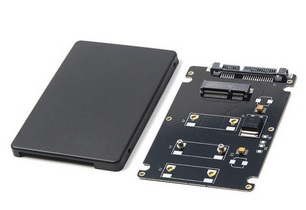 Mini Pcie mSATA SSD to 2.5 inch SATA3 Adapter Card with Case 7 mm Thickness black