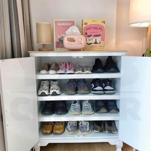 ชั้นวางรองเท้า ที่วางรองเท้า ตู้เก็บรองเท้า ชั้นวางอเนกประสงค์ สีขาว PT016-SR40X80X90