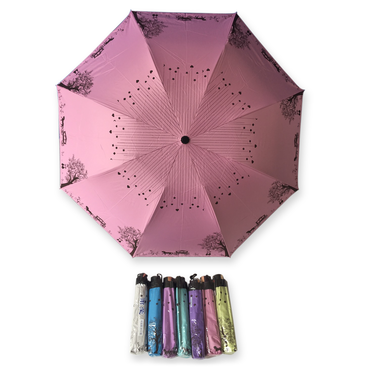 ร่มโค้งแฟชั่น24นิ้วยูวีสีดำ รหัส 1636