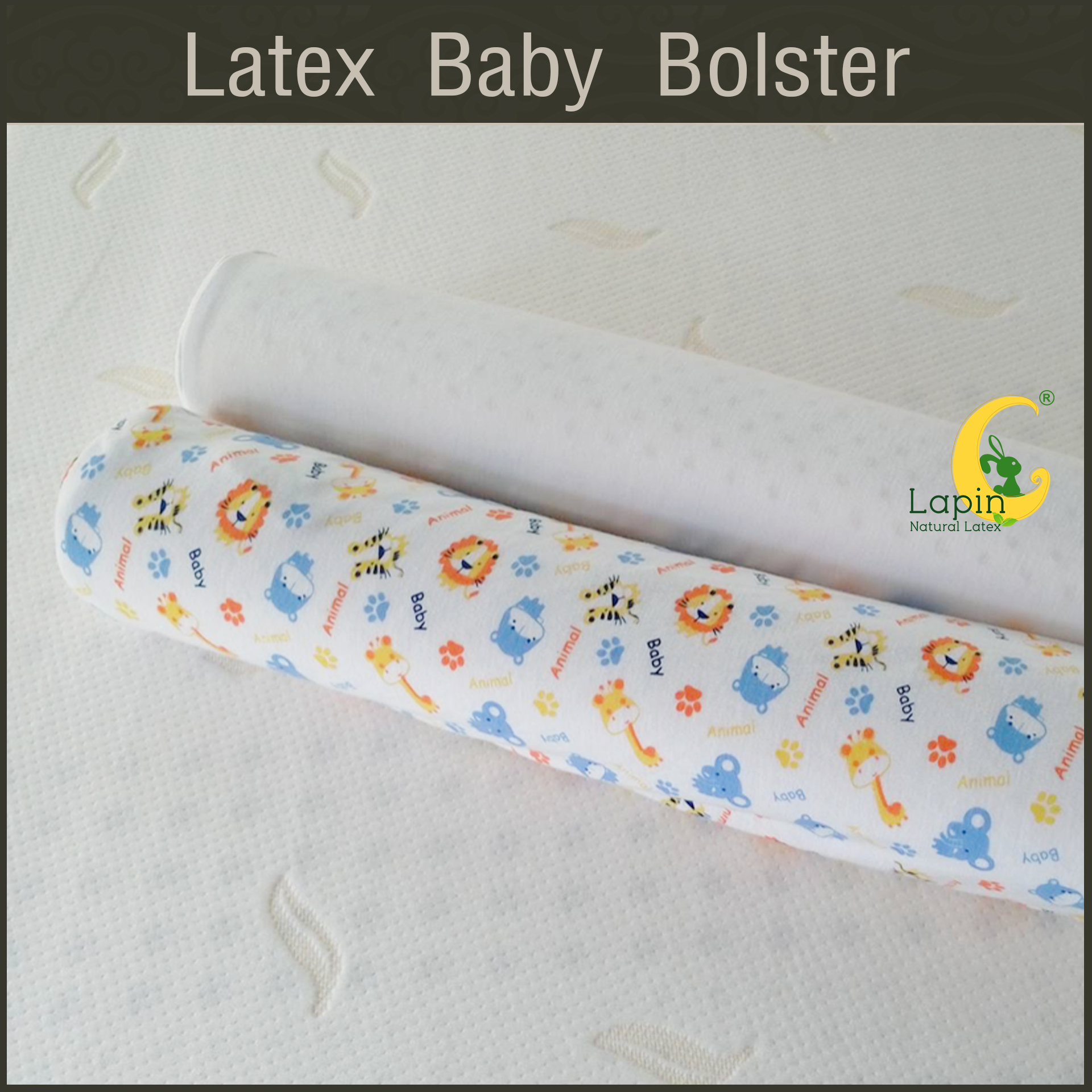 หมอนข้างยางพาราสำหรับเด็กทารก พร้อมปลอก (ลายสัตว์น่ารัก)
