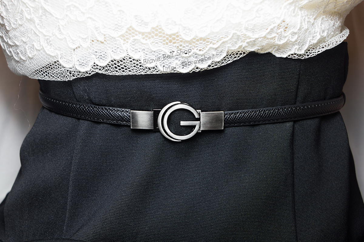 เข็มขัดปรับสายสีดำ หัวรูปตัวจีสวย