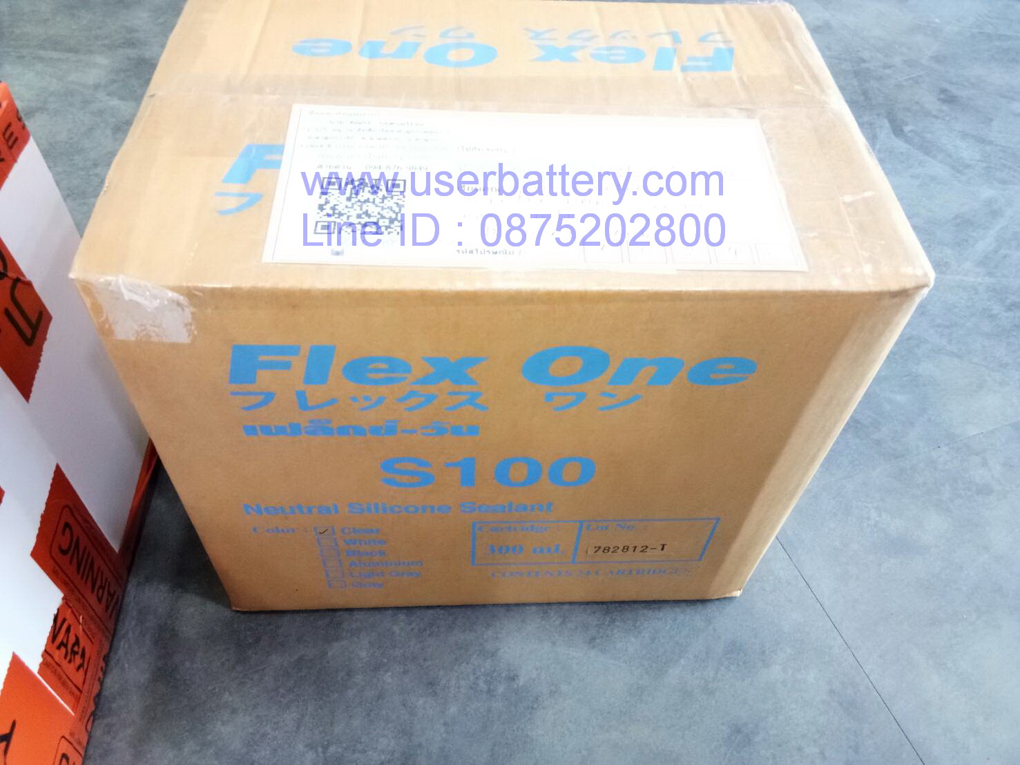 ซิลิโคน Flex-1 S-100 สี ใส ไร้กรด 100% silicone sealant waterprofing 25 หลอด / ลัง