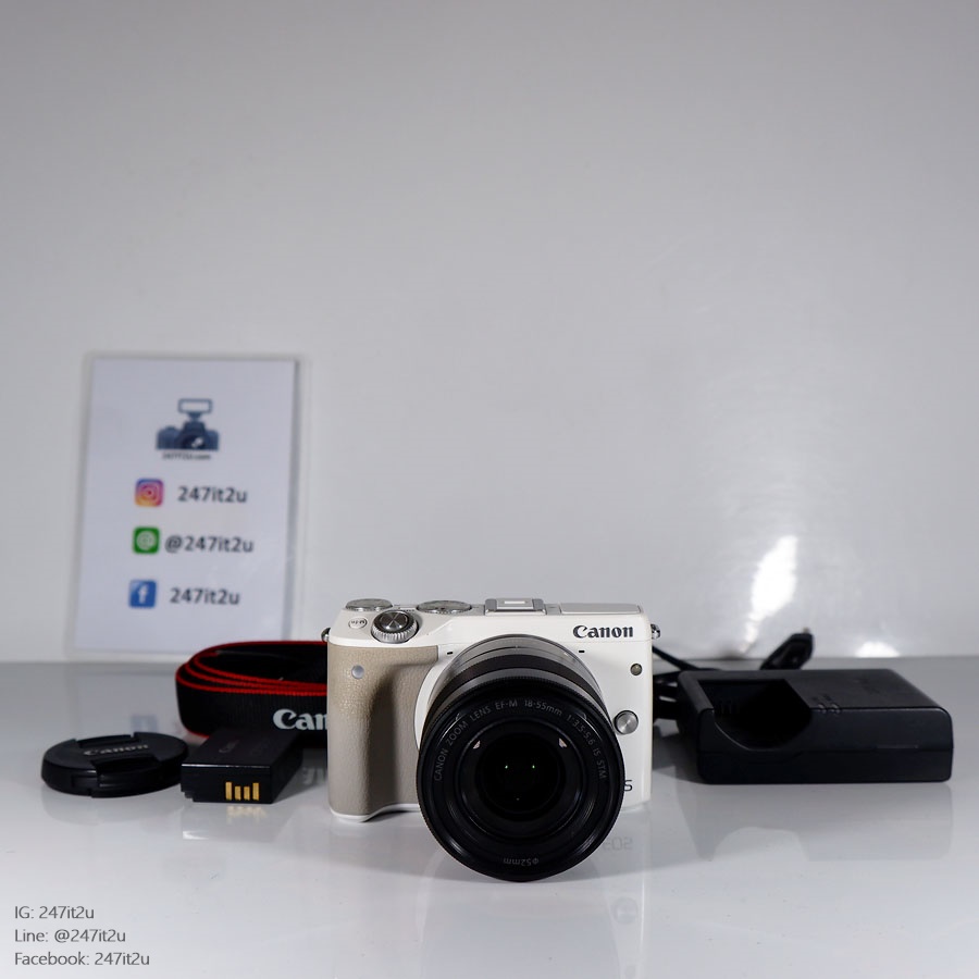 ขายกล้อง Canon EOS M3 + เลนส์18-55mm f3.5-5.6 is STM สีขาว