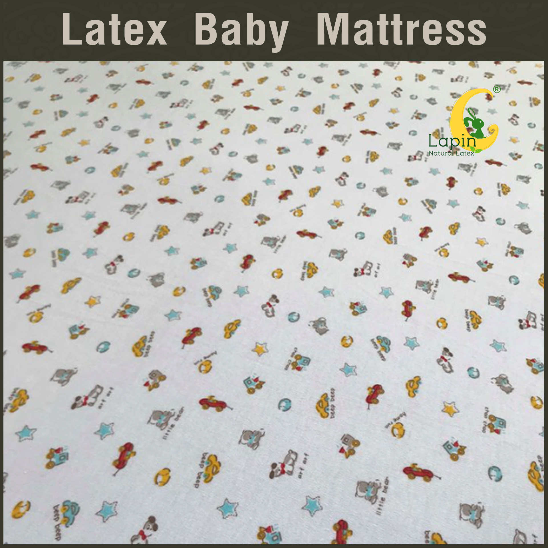 ที่นอนเด็กอ่อนยางพาราแท้ *ผ่านมาตรฐาน (ลายรถ)