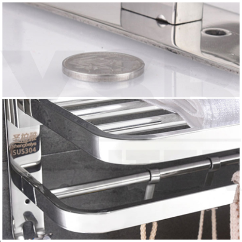 ราวแขวนผ้า 2 ชั้นพับได้ ไม่เป็นสนิม สแตนเลสแท้ 304 ติดผนัง รุ่น C1L042 - C1L043