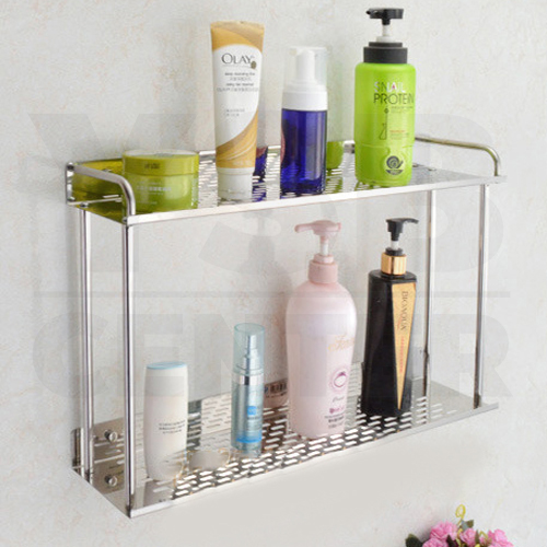 ชั้นวางของอเนกประสงค์ในห้องน้ำ 2in1 ไม่ต้องเจาะผนัง 2ชั้น สแตนเลส ยาว 40cm รุ่น C1L039-SS201-240-408