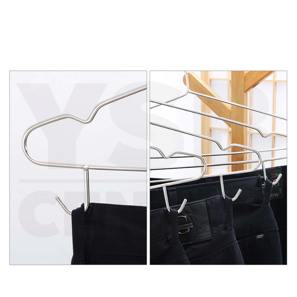 ไม้แขวนเสื้อ สแตนเลส หนาพิเศษ มีตะขอเกี่ยว (แพ็คละ 5 อัน) CB0188-S42-05