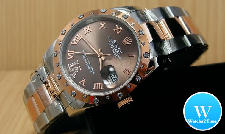 นาฬิกา Rolex Datejust MenSize 36 mm. Steel and Everose Gold Dial Chocolate With gem Ref. 178341
