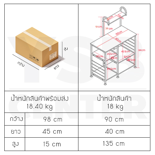 CASSA โต๊ะบาร์ พร้อมชั้นวางของ ประหยัดพื้นที่ ในห้องครัว รุ่น FB0025-W6-YW