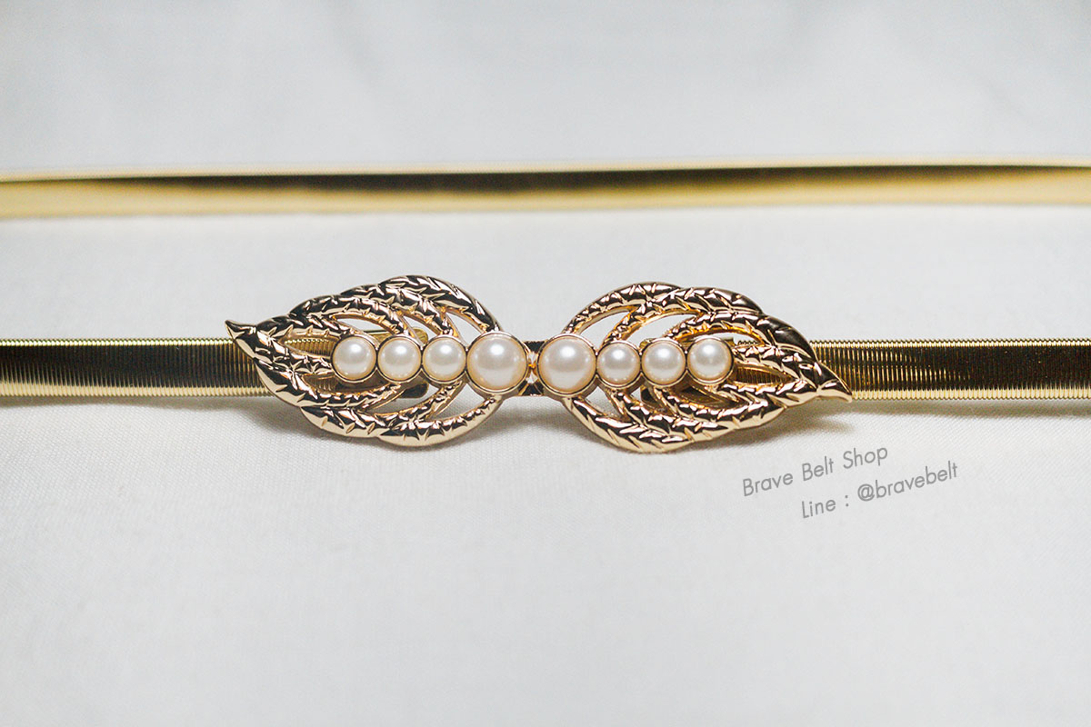 เข็มขัดรูปใบไม้ มีไข่มุกประดับสวยๆ