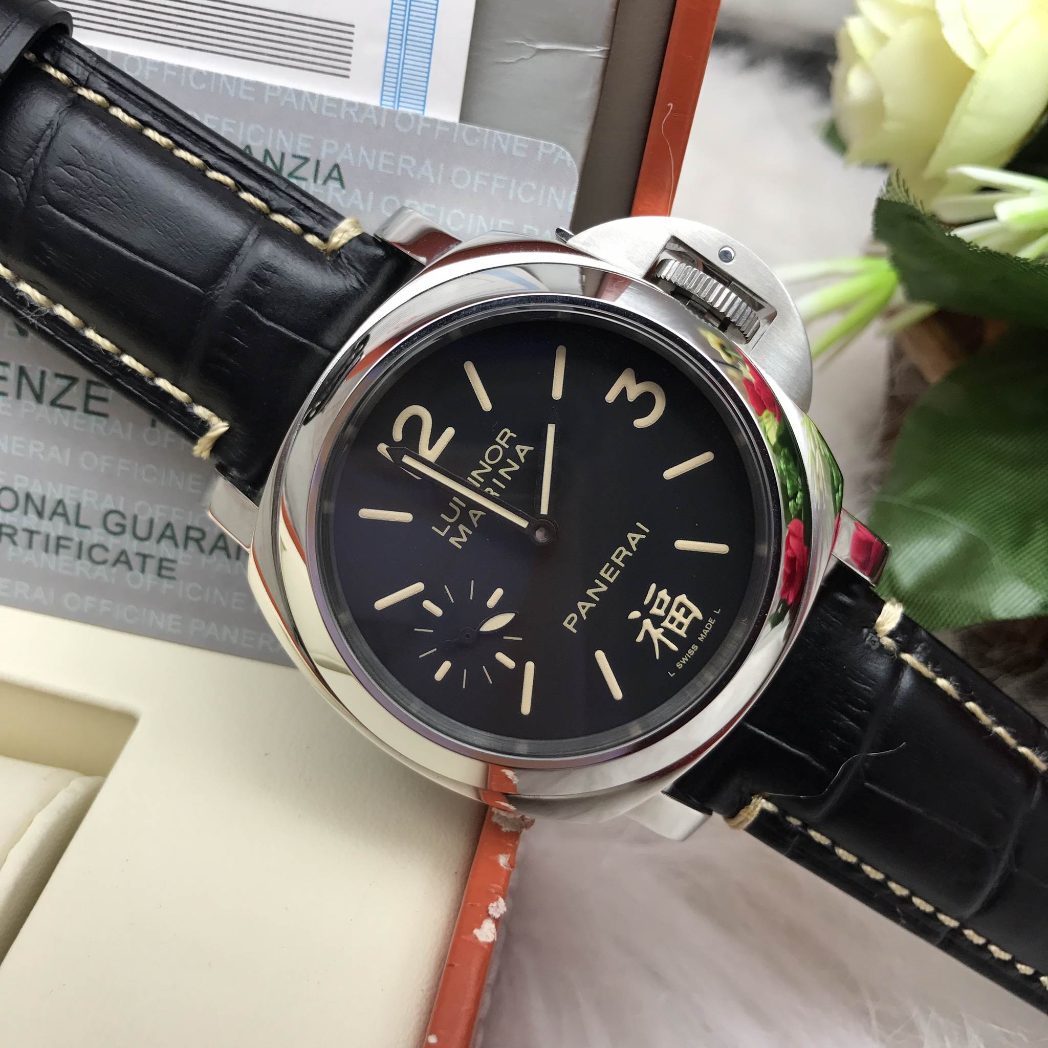 นาฬิกา Panerai รุ่น Luminor Marina (Pam 366) สีเงิน สายหนังสีดำ Mirror Swiss