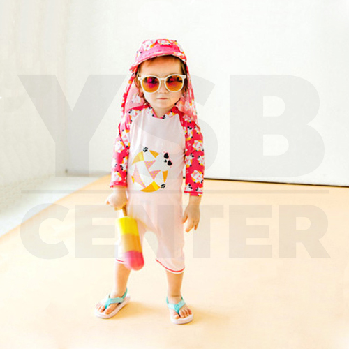 CASSA ชุดว่ายน้ำเด็ก ชุดว่ายน้ำเด็กผู้หญิงชุดว่ายน้ำ (ลายหมีขาว สีชมพู) Size. 90-120 cm.