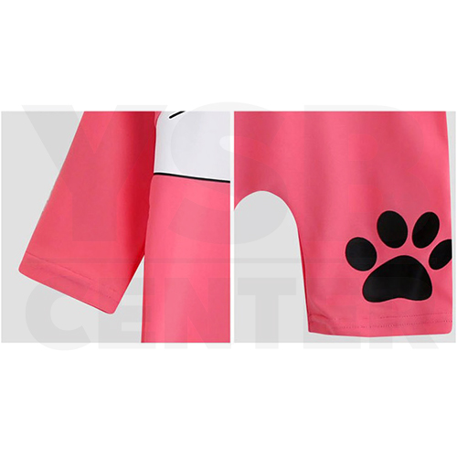 Bodysuit ชุดว่ายน้ำสำหรับเด็ก ชุดว่ายน้ำลายการ์ตูน ชุดว่ายน้ำแมว สีชมพู มีหูแมวที่ชุด