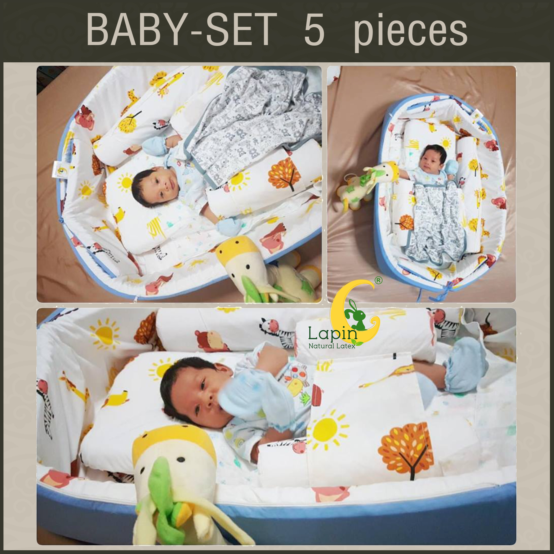 ที่นอนเด็กอ่อนยางพาราแท้ set 5 ชิ้น (ขอบตั้งได้ ที่นอนซิปเปิดได้)(SE2)ผ่านมาตรฐาน