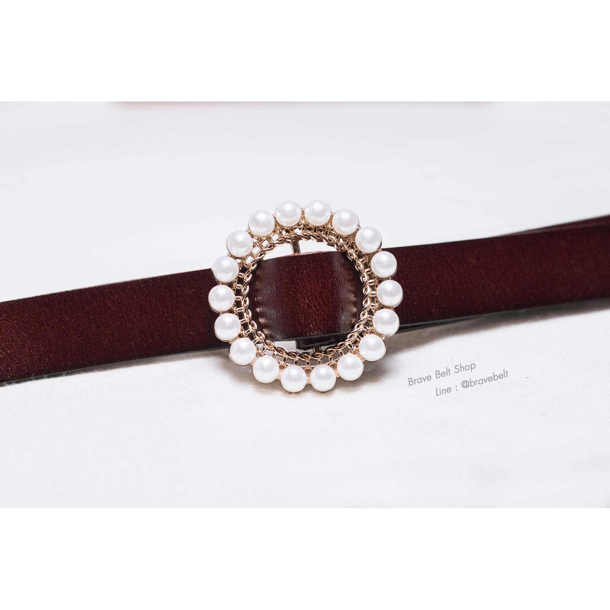 เข็มขัดแฟชั่นน่ารักผู้หญิงหัวไข่มุก ไม่ต้องเจาะ