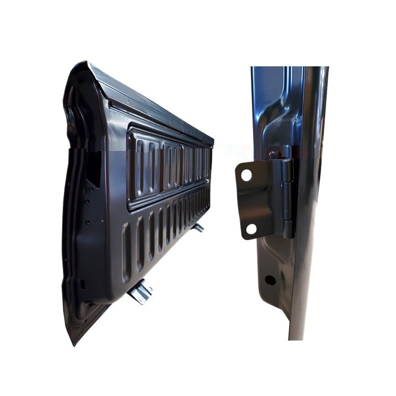 ฝาท้าย MITSUBISHI TRITON PLUS(ไทรทัน พลัส) เปิดกลาง มีรูไฟเบรค ขอบหยัก เหล็กดำ(หนาเทียบแท้ ไม่ทำสี) ปี2008-2014