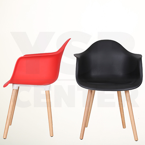 เก้าอี้พลาสติก เก้าอี้ทานอาหาร เก้าอี้ขาไม้บีช เก้าอี้อเนกประสงค์ มีที่พักแขน